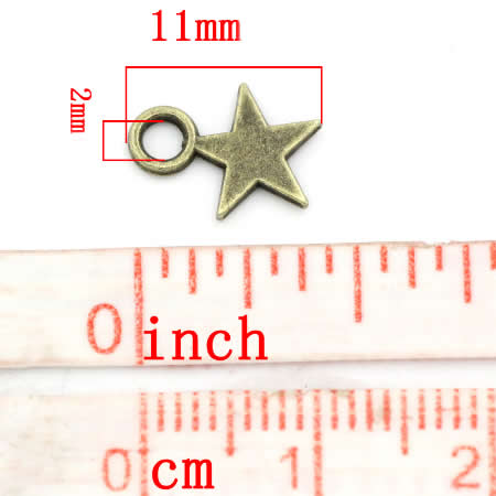 20 stuks Ster Mini Bedeltjes Brons