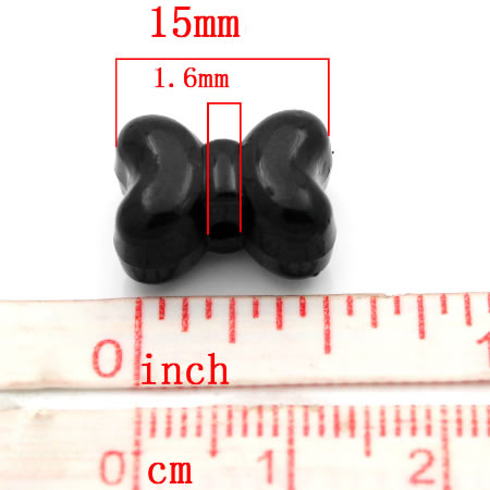 1x Kraal Strikje Zwart Acryl