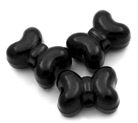 1x Kraal Strikje Zwart Acryl