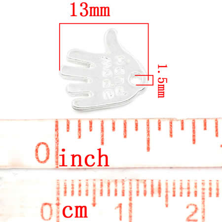 10 stuks "Hand made" Bedel Licht Zilver