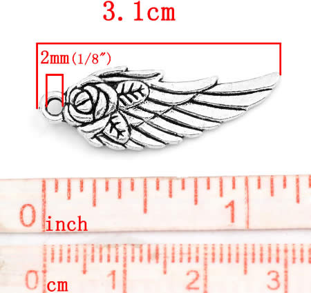 1x Engel Vleugel Bedeltje 30 x 11 mm
