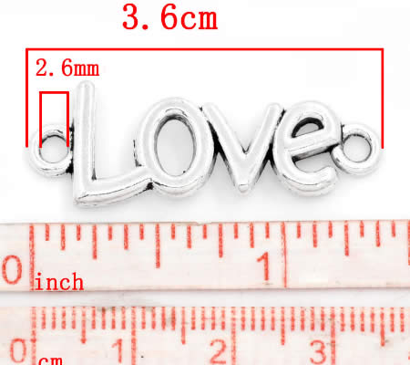 1x connector "Love" donker zilver