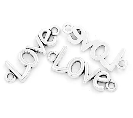 1x connector "Love" donker zilver