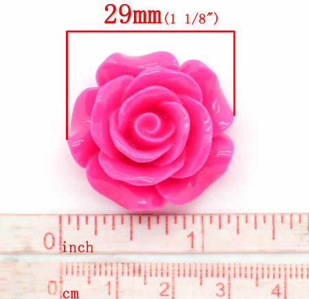 1x Cabochon Roos Fuchsia