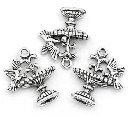 1x Bedeltje Donker Zilver Vogel in Fontijn