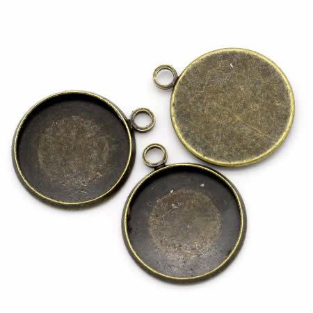 1x Cabochonhoudertje Brons