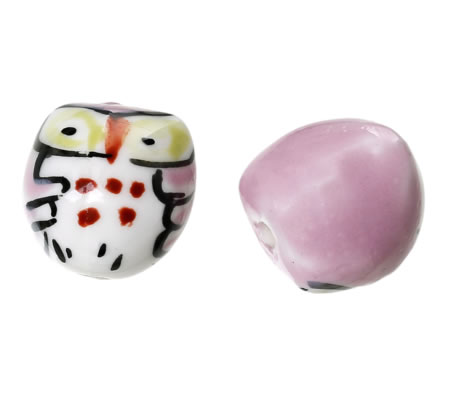 1x Uil Keramiek Kraaltje Roze