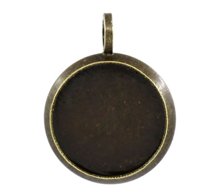 1x Cabochon bedeltje Brons