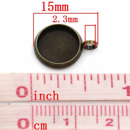 1x Cabochon bedeltje Brons