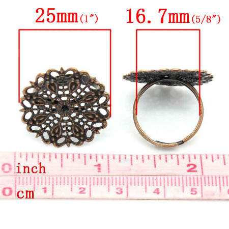 1x Plakring Rood Koper Filigrain