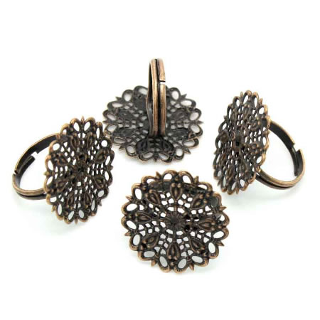 1x Plakring Rood Koper Filigrain