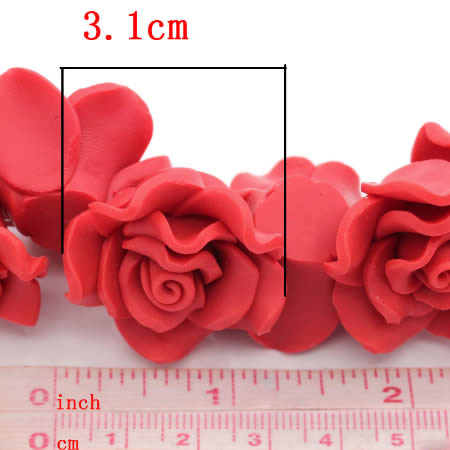 1x Fimo Roos Rood 3 cm