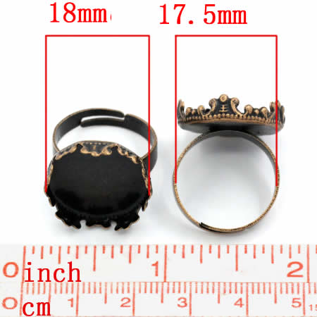 1x Cabochonring Rood Koper