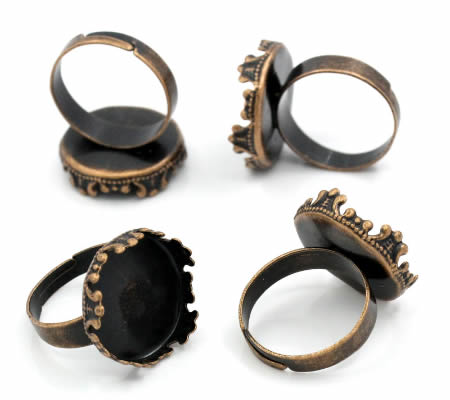 1x Cabochonring Rood Koper