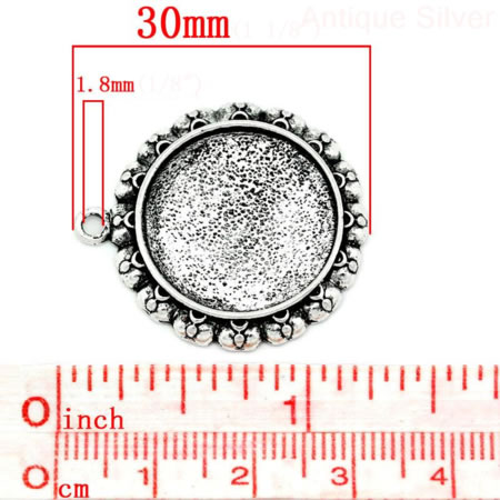 1x Cabochon hanger 20 mm Donker Zilver