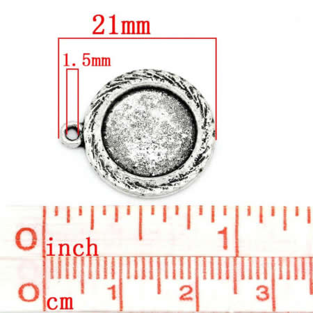Cabochon Hanger Donker Zilver 12 mm