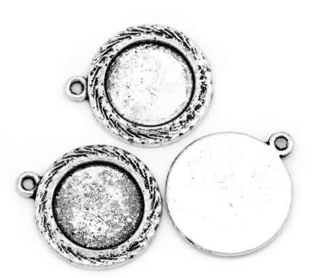 Cabochon Hanger Donker Zilver 12 mm