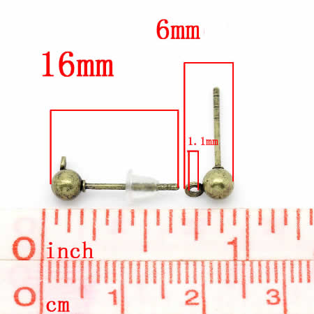 1 Paar Oorbelstekertjes Brons met oogje