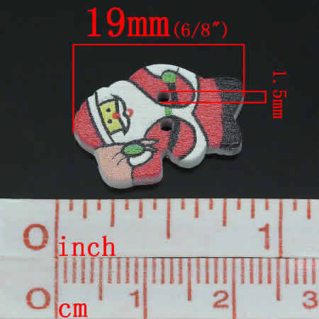 1x Houten Knoopje Kerstman