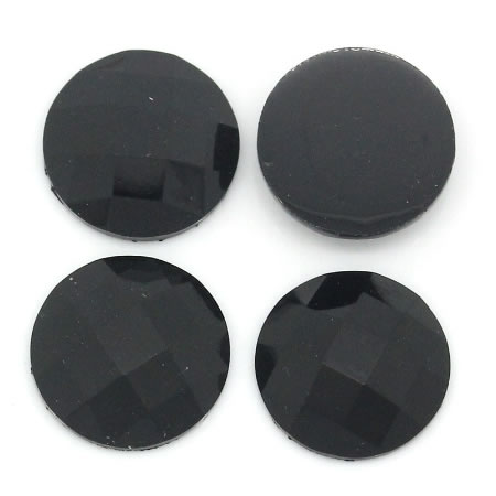 1x acryl cabochon zwart facet 14 mm