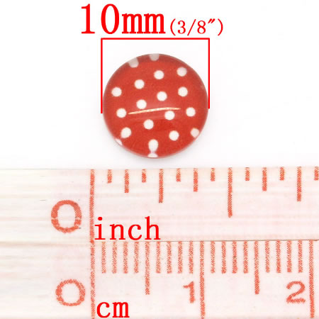 Glazen Cabochon Polkadot Rood