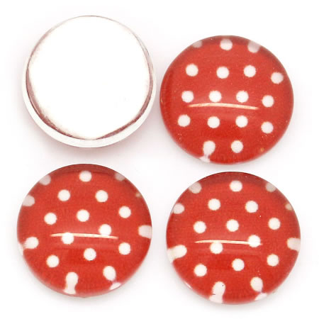Glazen Cabochon Polkadot Rood