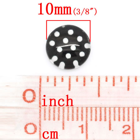 Glazen Cabochon Polkadot Zwart