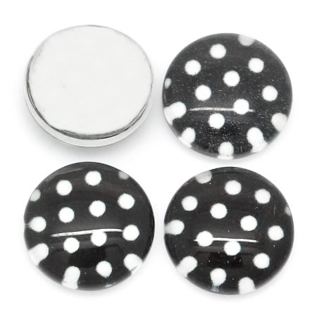 Glazen Cabochon Polkadot Zwart