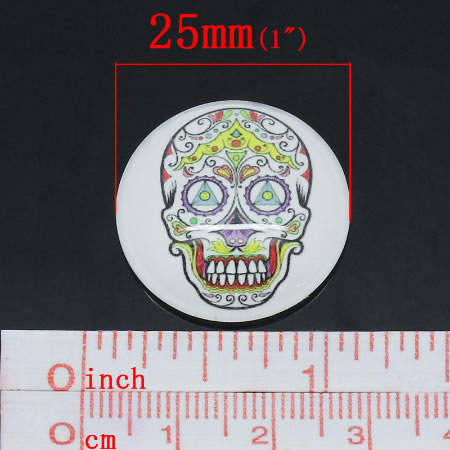 1 x Glazen Skull Cabochon 25 mm