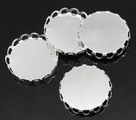 1x Cabochon setting Licht Zilver rond