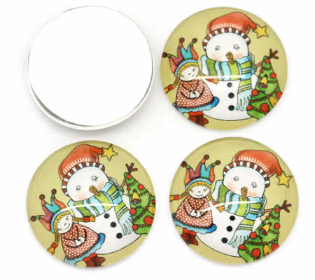 Glazen Cabochon Kerstafbeelding