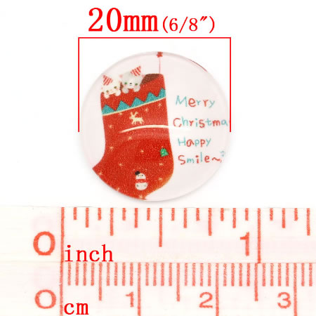 Glazen cabochon Kerstafbeelding 20mm