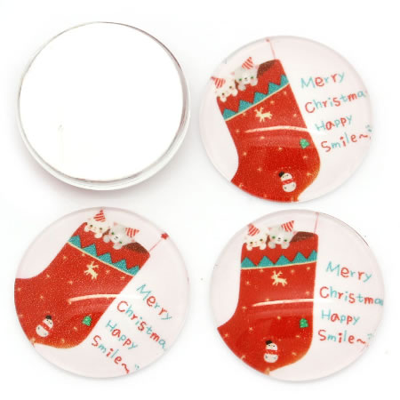 Glazen cabochon Kerstafbeelding 20mm