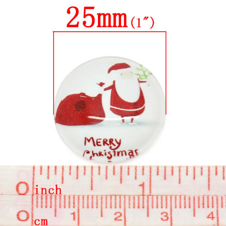 Glazen cabochon Kerstafbeelding 25mm