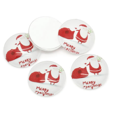 Glazen cabochon Kerstafbeelding 25mm