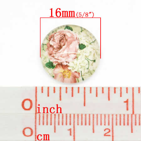 Glazen cabochon bloemen 16 mm