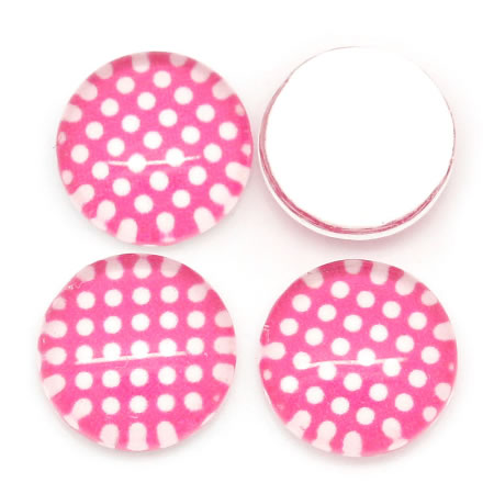 Glazen Cabochon Polkadot Fuchsia