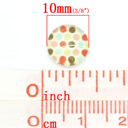 Glazen Cabochon Polkadot Wit/Groen/Rood