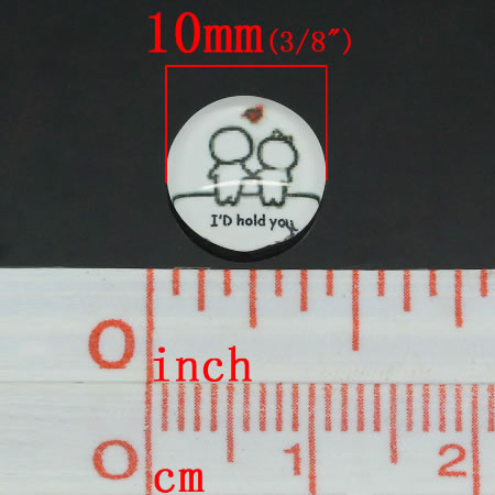 Glazen cabochon Wit/Zwart Liefde is..