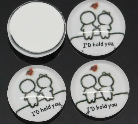 Glazen cabochon Wit/Zwart Liefde is..