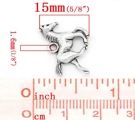 1x Bedeltje Paard Donker Zilver 19 x 15 mm