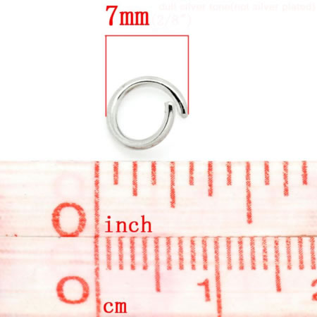 100 stuks Open ring 7 mm Donker Zilver