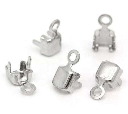 2x eindklem met oogje voor Strassband