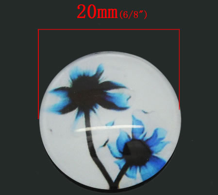 Glazen cabochon Bloem