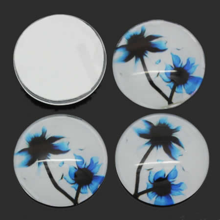 Glazen cabochon Bloem