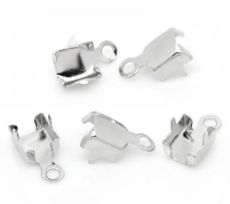 2x eindklem met oogje voor Strassband