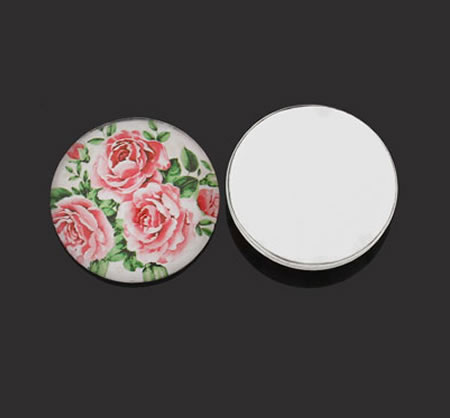 1 x Glazen Cabochon 25 mm Bloem