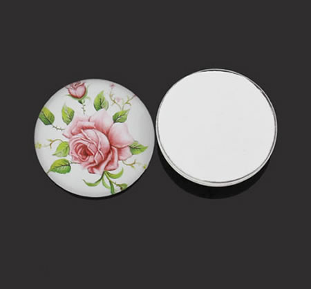 1 x Glazen Roos Cabochon 25 mm