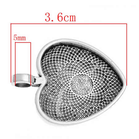 1x Cabochonbedel Donker Zilver incl, glascabochon