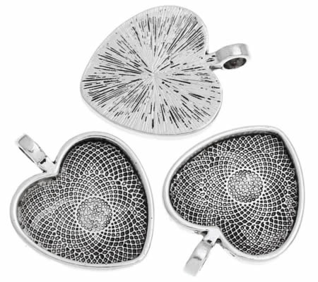 1x Cabochonbedel Donker Zilver incl, glascabochon